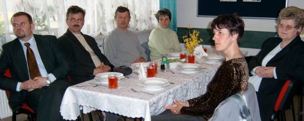 Delegacja gminy Batw podczas spotkania z wjtem egociny w Klubie "Relaks".