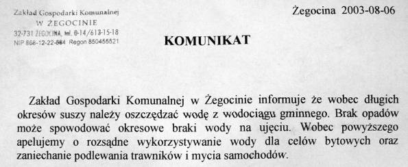 Komunikat ZGK.