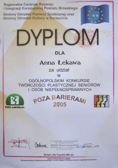Dyplom za udzia w konkursie "Poza Barierami".