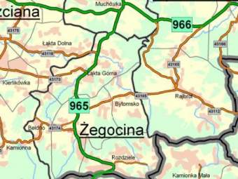 Mapka drg na terenie Gminy egocina. rdo: www.e-drogi.pl.