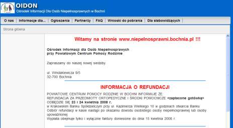 Serwis Internetowy:www.niepelnosprawni.bochnia.pl