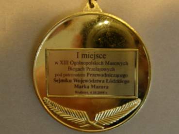 Zoty Medal XII Oglnopolskich Masowych Biegw Przeajowych.
