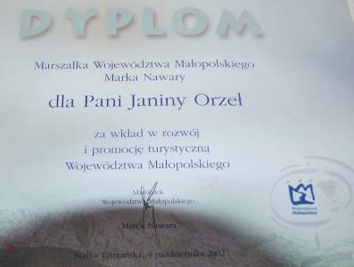 Dyplom dla Pani Janiny Orze.