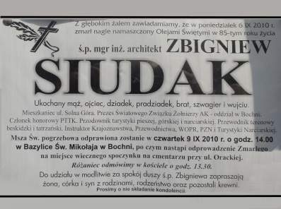 Pogrzeb .P. pk Zbigniewa Siudaka - Bochnia - 9 wrzenia 2010 r.