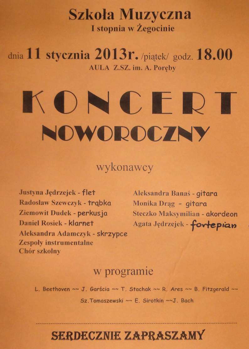 Zaproszenie na Koncert Noworoczny.
