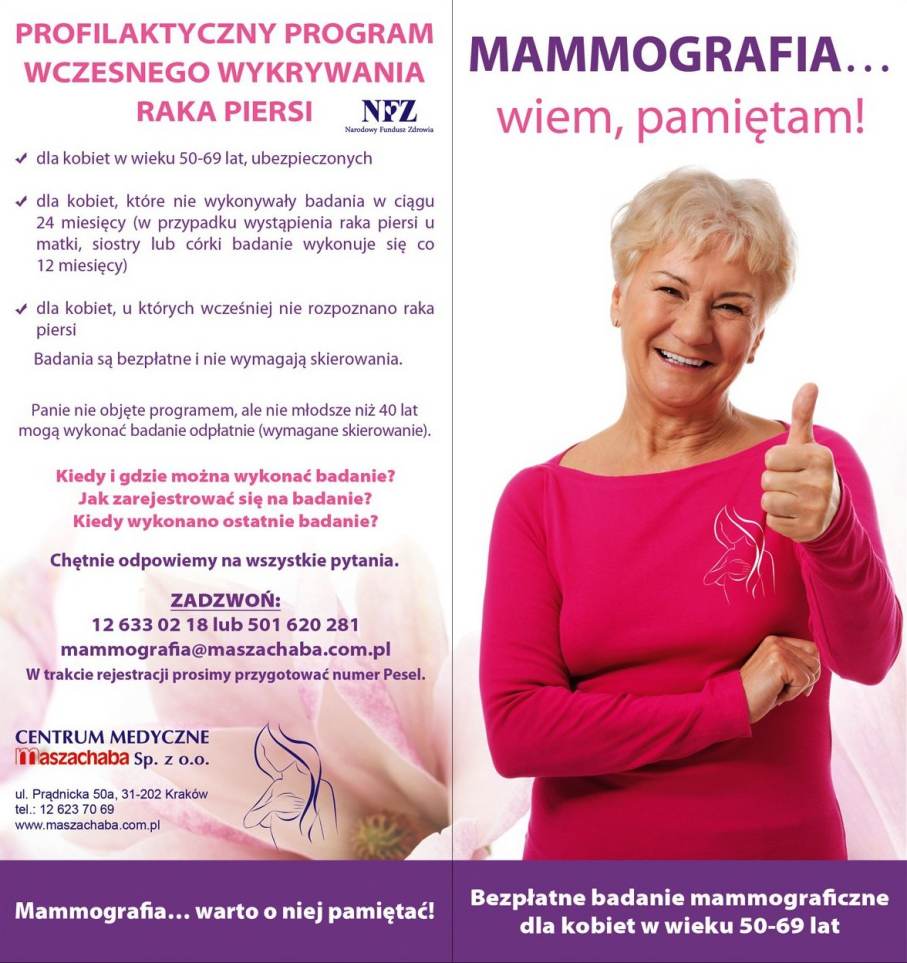 Bezpatne badania mammograficzne.