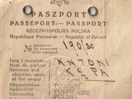Fragment paszportu Antoniego Kpy.