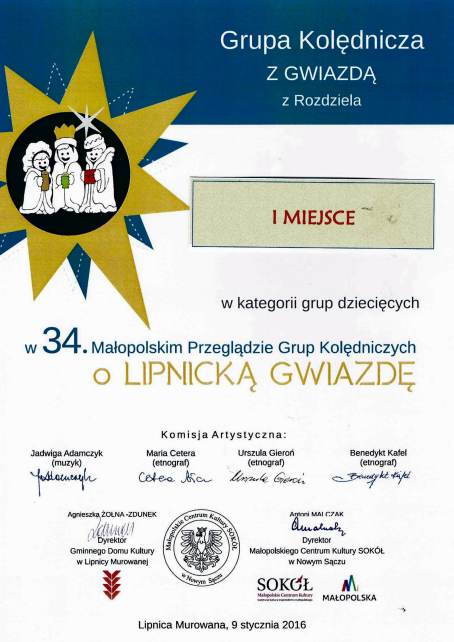 Dyplom dla grupy "Z gwiazd" z Rodziela.