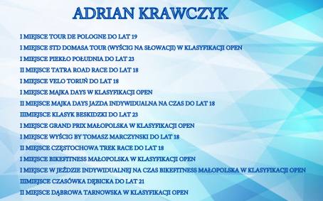 Sukcesy Adriana Krawczyka.