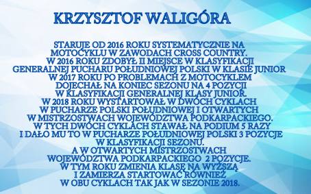 Sukcesy Krzysztofa Waligóry.