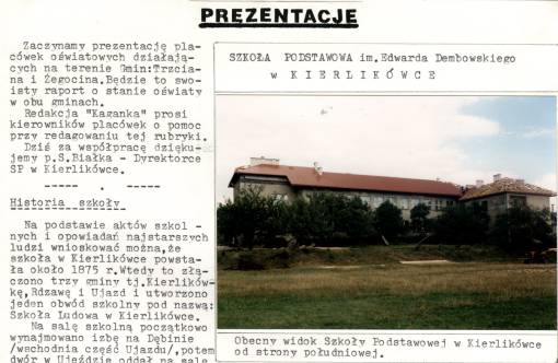 Kaganek nr 12 z 1995 r. - Pocztek cyklu artykuw o gminnych placwkach owiatowych.