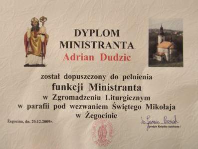 Wczenie nowych ministrantw do posugi w egociskim kociele parafialnym - 18.12.2009.