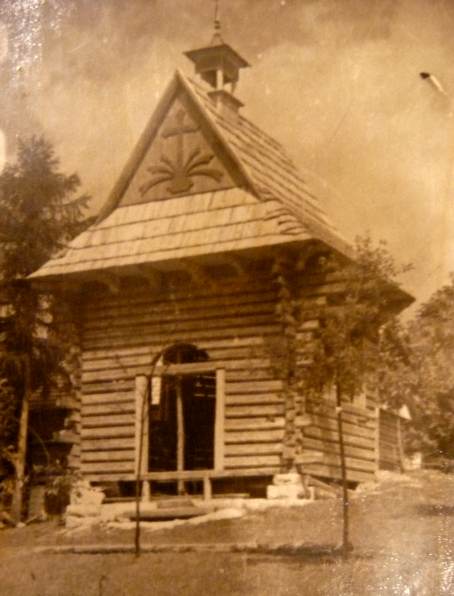 Kaplica pod Lipami w Rozdzielu w trakcie budowy - ok. 1959 r.