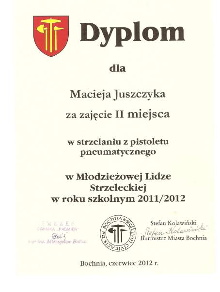 Dyplom M. Juszczyka 2012 - liga.