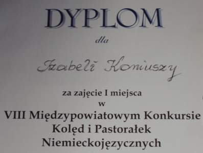 Dyplom dla Izy.