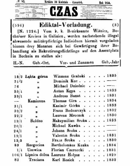 1856-04-10 - Tekst z czasopisma Czas.