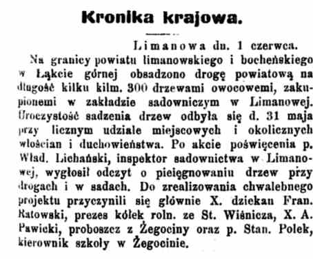 Artykuł z Czasu 5.06.1908 r.