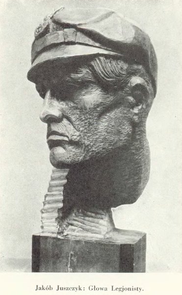 Głowa Legjonisty - rzeźba Jakuba Juszczyka z Żegociny.