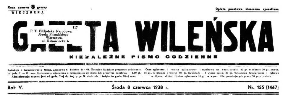 1938-06-08 Winieta Gazety Wielńskiej.