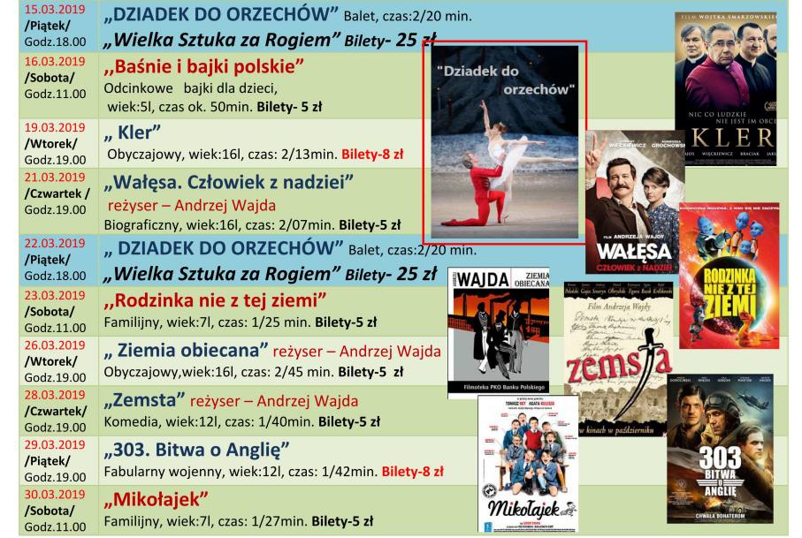 Kino Żegotka - repretuar marzec 2019.